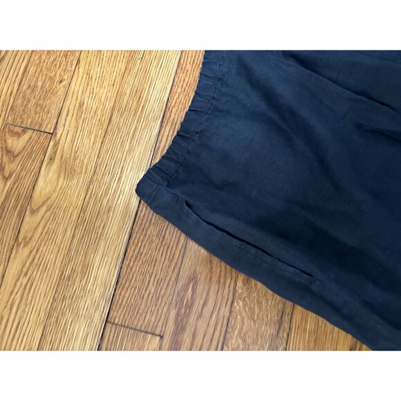 J. Jill Women's Pull On Cropped Pants Size Large Black 100% Linen Elastic Waist - Picture 6 of 6